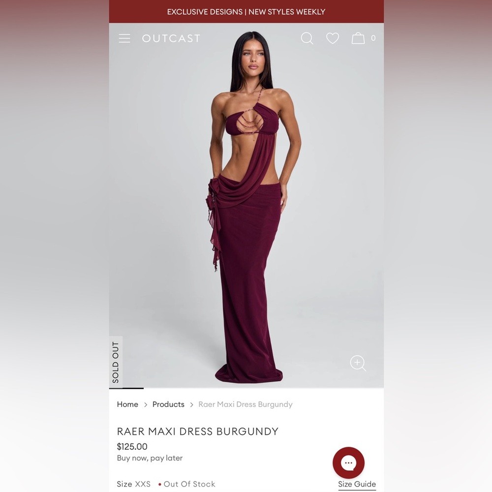 Outcast Raer burgundy cut out dress